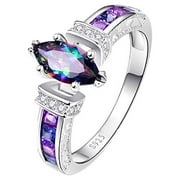 BIDOBIBO Mystic Topaz Women's Engagement Ring in 925 Silver