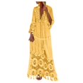 thumbnail image 1 of Bidobibo Womens Plus Size Dresses Casual Loose Solid Color Lace Tassel Summer Long Dresses Deep V-Neck Long Sleeve Flowy Boho Maxi Dress, 1 of 7