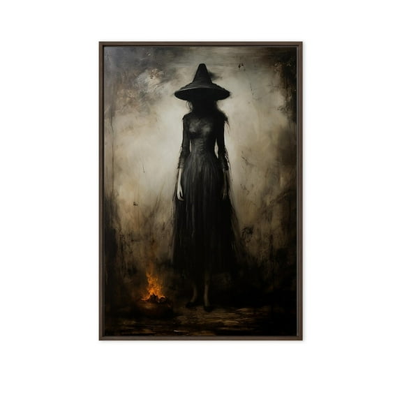 Bidtheewell Witch Decor Halloween Wall Art Printable Vintage Witch Halloween Rustic Halloween Decor Vintage Halloween Painting Spooky Witch, Matte Canvas Stretched, Posters & Art Prints, Gift.