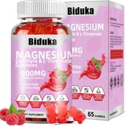 BIDUKA Magnesium Glycinate Gummies for Relaxation, 900mg Sugar Free Magnesium Complex with L-Threonate, Potassium, Vitamin D, B6 & CoQ10, 65 Count