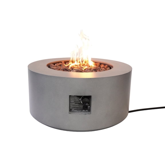 Outdoor 32" Propane Fire Pit Table with Steel lid, 50000 BTU Steel Fire Table, Round Gas Fire Table w Lava Rocks & PVC Cover (Tank Outside)