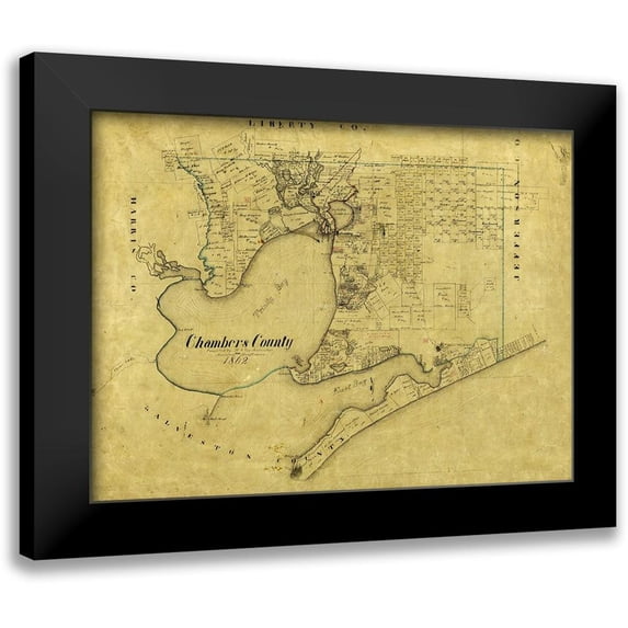 Bieberstein 14x11 Black Modern Framed Museum Art Print Titled - Chambers County Texas - Bieberstein 1862