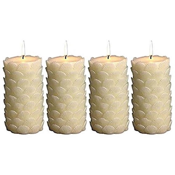 Biedermann & Sons C122 Seashell Pattern Pillar, Ivory - Pack of 4