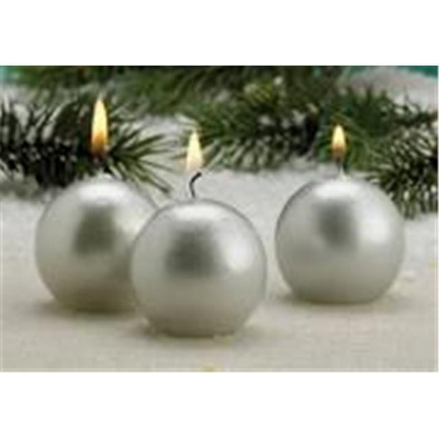 Biedermann & Sons Mini Ball Candles, Metallic Silver Box of 12