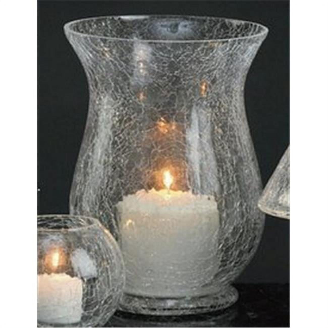 Biedermann & Sons H305CL Clear Crackle Glass Hurricane Candle Holder