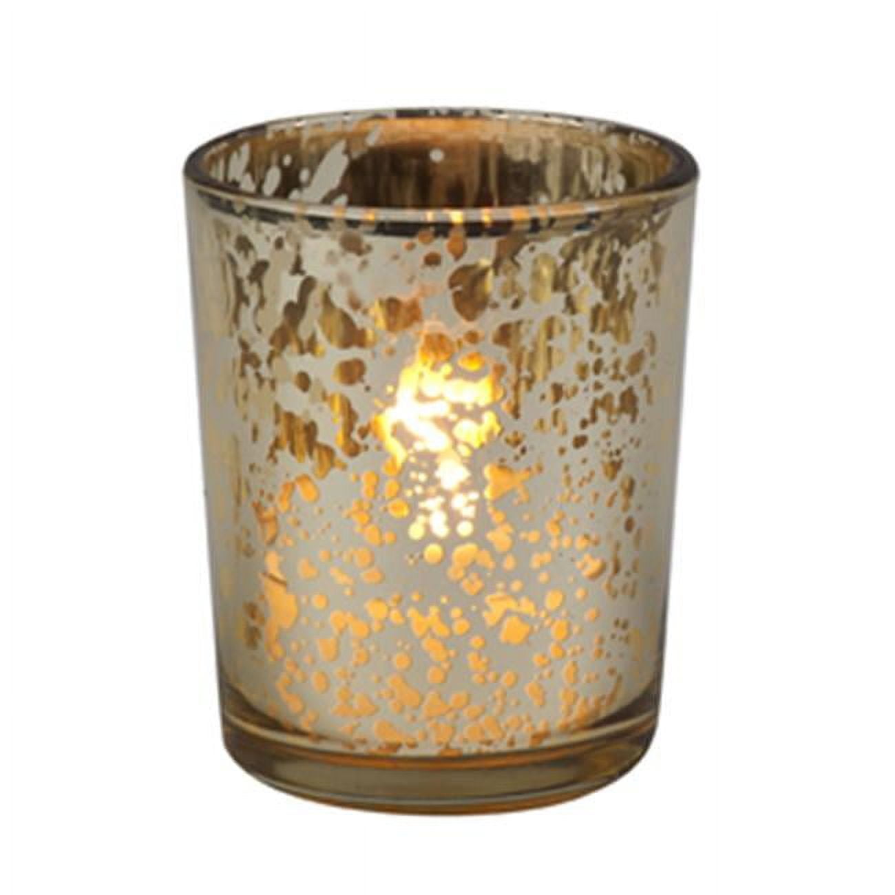 Biedermann & Sons HJ187G Rustic Glass Votive Candle Holders, Gold - Pack of 12