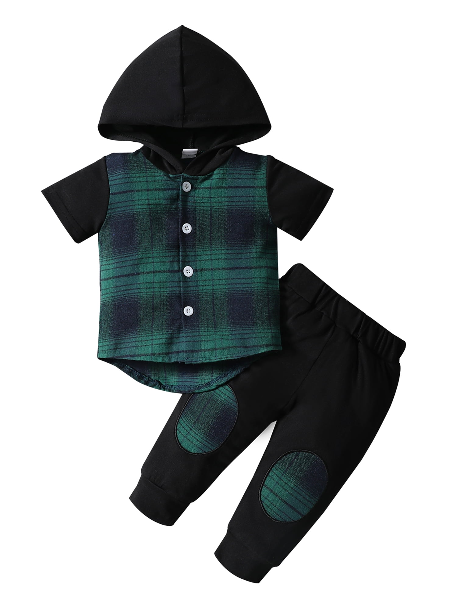 Baby Boy Plaid Pattern Buttoned Shirt With Pockets Long Sleeve bodysuit In Autumn main image 1