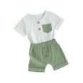 thumbnail image 1 of Biekopu Baby Boys Shorts Set, Contrast Color Short Sleeve T-shirt with Elastic Waist Shorts Summer Outfit, 1 of 9