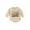 thumbnail image 1 of Biekopu Baby Girl Fall Romper Long Sleeve Round Neck Floral Letter Print Contrast Color Bodysuit Newborn Clothes, 1 of 8