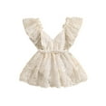 thumbnail image 1 of Biekopu Baby Girl Lace Romper Dress Sleeveless V Neck Elastic Waist Ruffle Bodysuit Newborn Clothes, 1 of 9