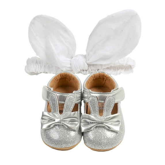 Biekopu Baby Girl Lightweight Shoes Cute 3D Rabbit Ear Soft Rubber Sole Shoes Newborn Infant Toddler Non-Slip Princess Shoes