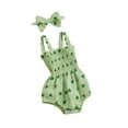 thumbnail image 1 of Biekopu Baby Girls Straps Romper Bodysuit and Headband Shamrock Print Sleeveless Jumpsuit Summer Ireland Festival Clothes, 1 of 9