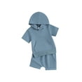 thumbnail image 1 of Biekopu Baby Shorts Set, Short Sleeve Hooded Slit T-shirt with Shorts Solid Color 2-piece Outfit, 1 of 9