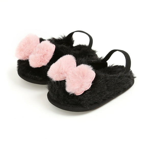 Biekopu Baby Winter Warm Slippers Shoes,Newborn Girls Cute Faux Bow Soft Crib Fuzzy Footwear
