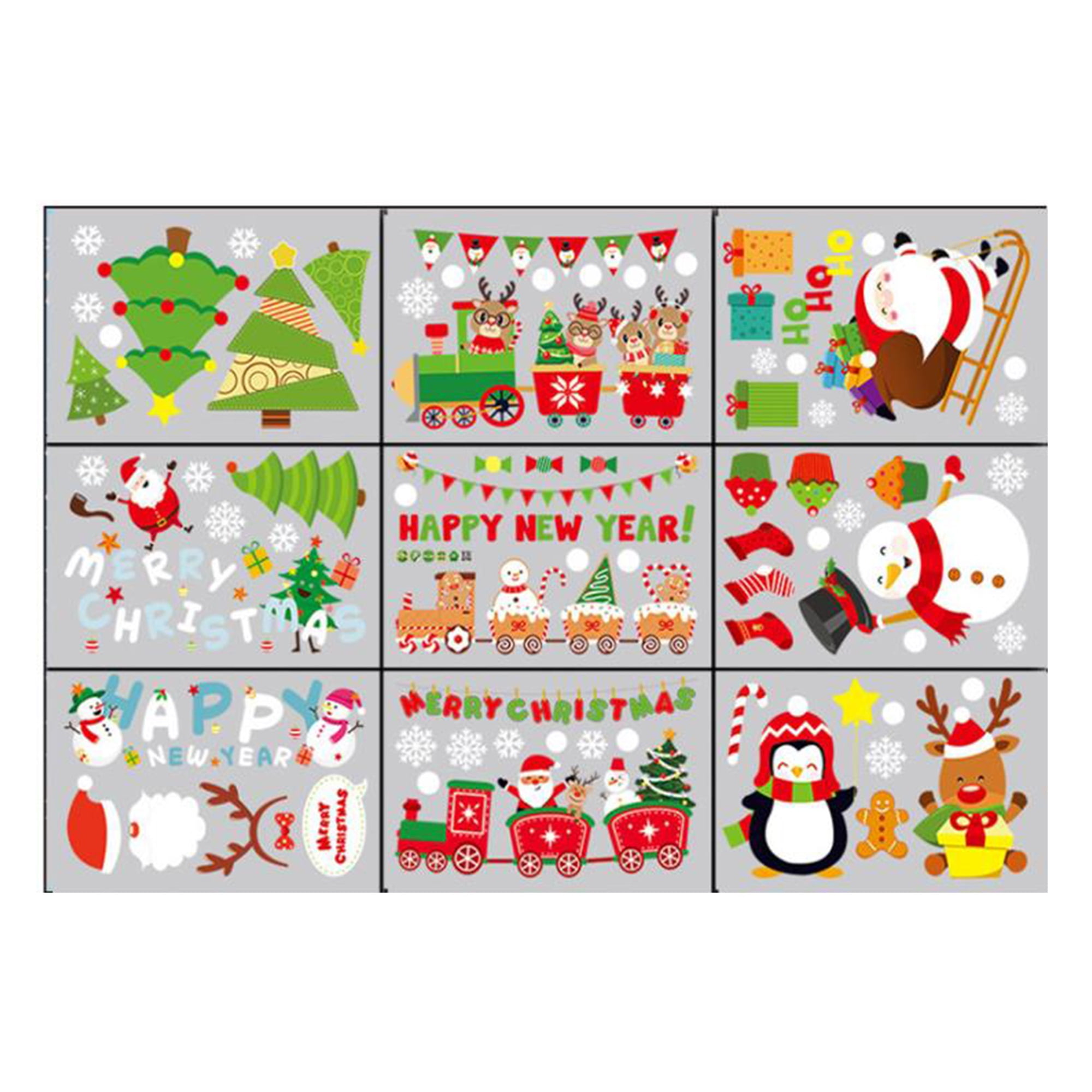 Biekopu Christmas Window Stickers, Holiday Santa Window Decals Clings