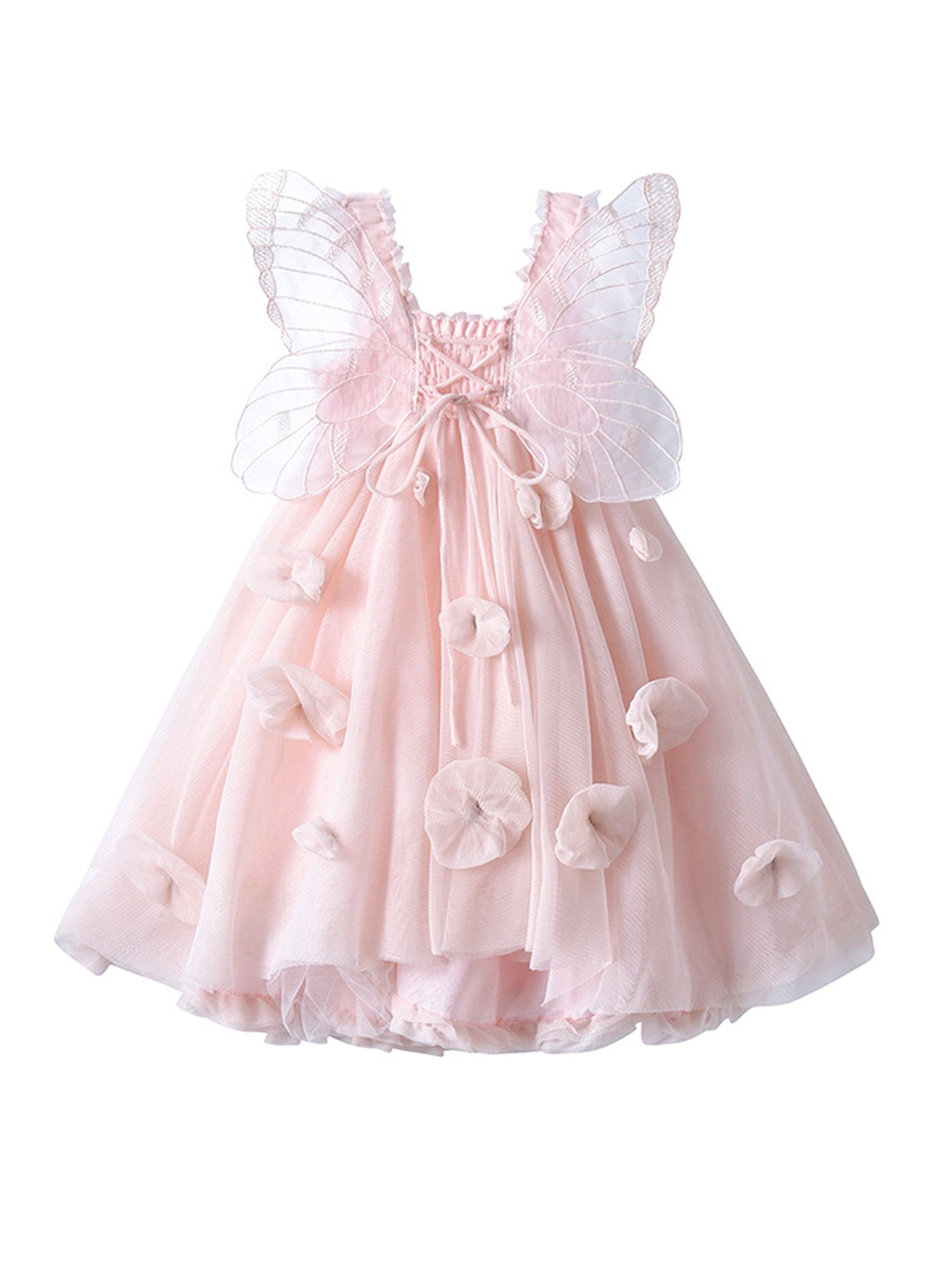 Biekopu Girl’s Summer Solid Color Dress Fashion Children Aline Mesh