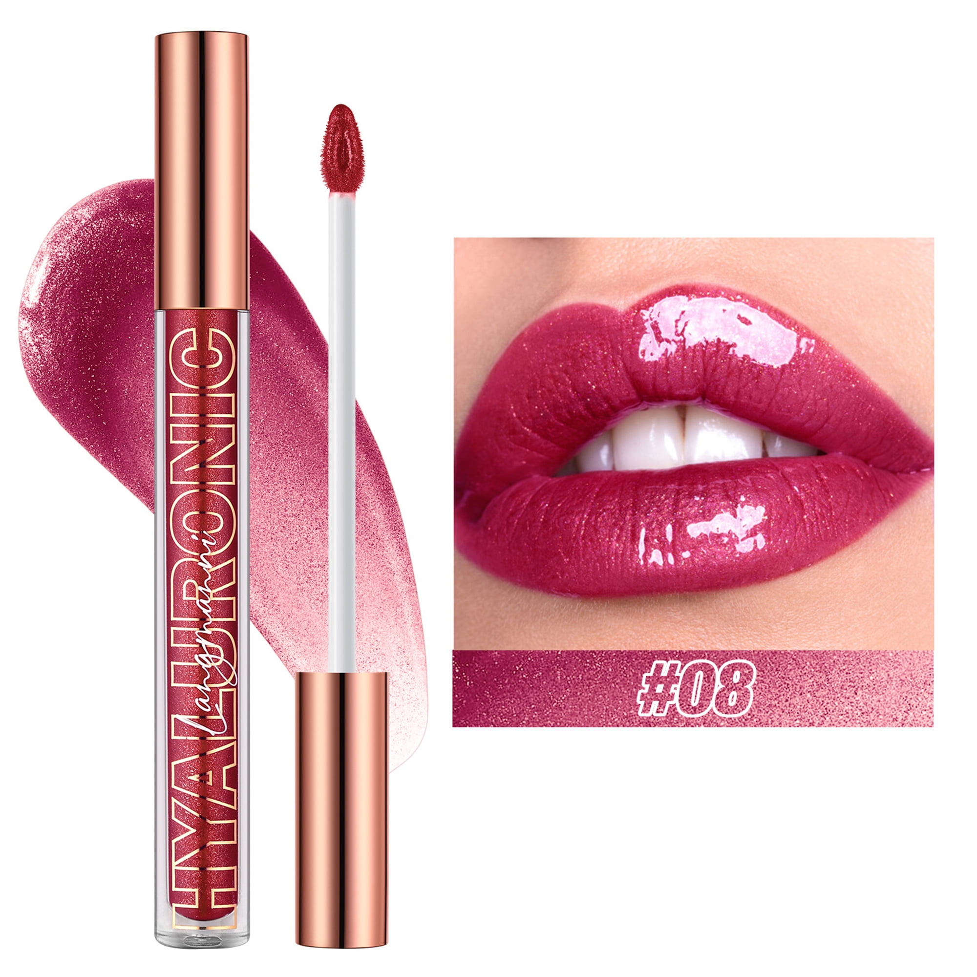 Biekopu Hyaluronic Acid Lip Gloss, Moisturizing Glitter Lip Gloss