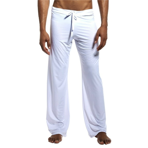 Biekopu Men Ice Silk Long Pants Flirty Lounge Pants Loose-Fitting Sport Yoga Pants Pyjama Trouser