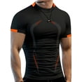 thumbnail image 1 of Biekopu Men Sports T-shirt, Short Sleeve Round Neck Stripe Pattern Sports Tops for Summer Spring Gym, 1 of 9