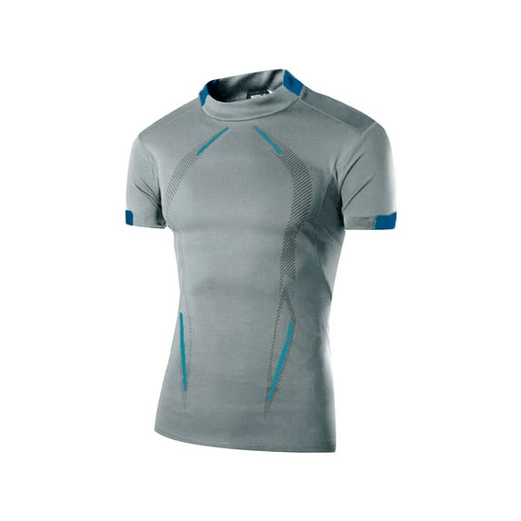 Biekopu Men Sports T-shirt, Short Sleeve Round Neck Stripe Pattern Sports Tops for Summer Spring Gym