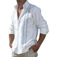 thumbnail image 1 of Biekopu Men Summer Beach Shirts,Print Button-Down Long Sleeve Linen Holiday Tops Turn-Down Collar Casual Clothes, 1 of 10