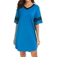 thumbnail image 1 of Biekopu Men Women Short Sleeve Pajamas V Neck Stripe Solid Long Sleepshirts Sleepwear, 1 of 1