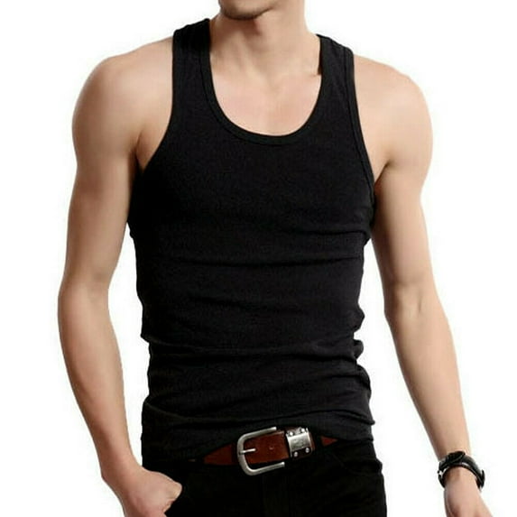 Biekopu Men's Summer Sleeveless Slim Fit Sports Tank Top, Sleeveless Solid Color Fitness Casual Sports Top
