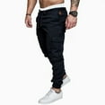 thumbnail image 1 of Biekopu Men’s Trousers Solid Color High Waist Long Pants Men Joggers Cargo Pants Multi-Pocket Ribbons Man Sweatpants Streetwear, 1 of 8
