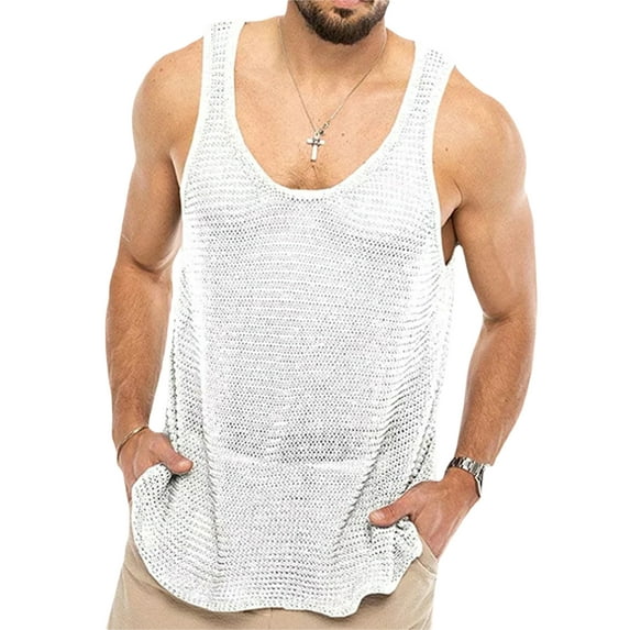 Biekopu Men's Workout Tank Tops Summer Sleeveless Solid Color Outdoor T Shirts Gym Muscle Shirts