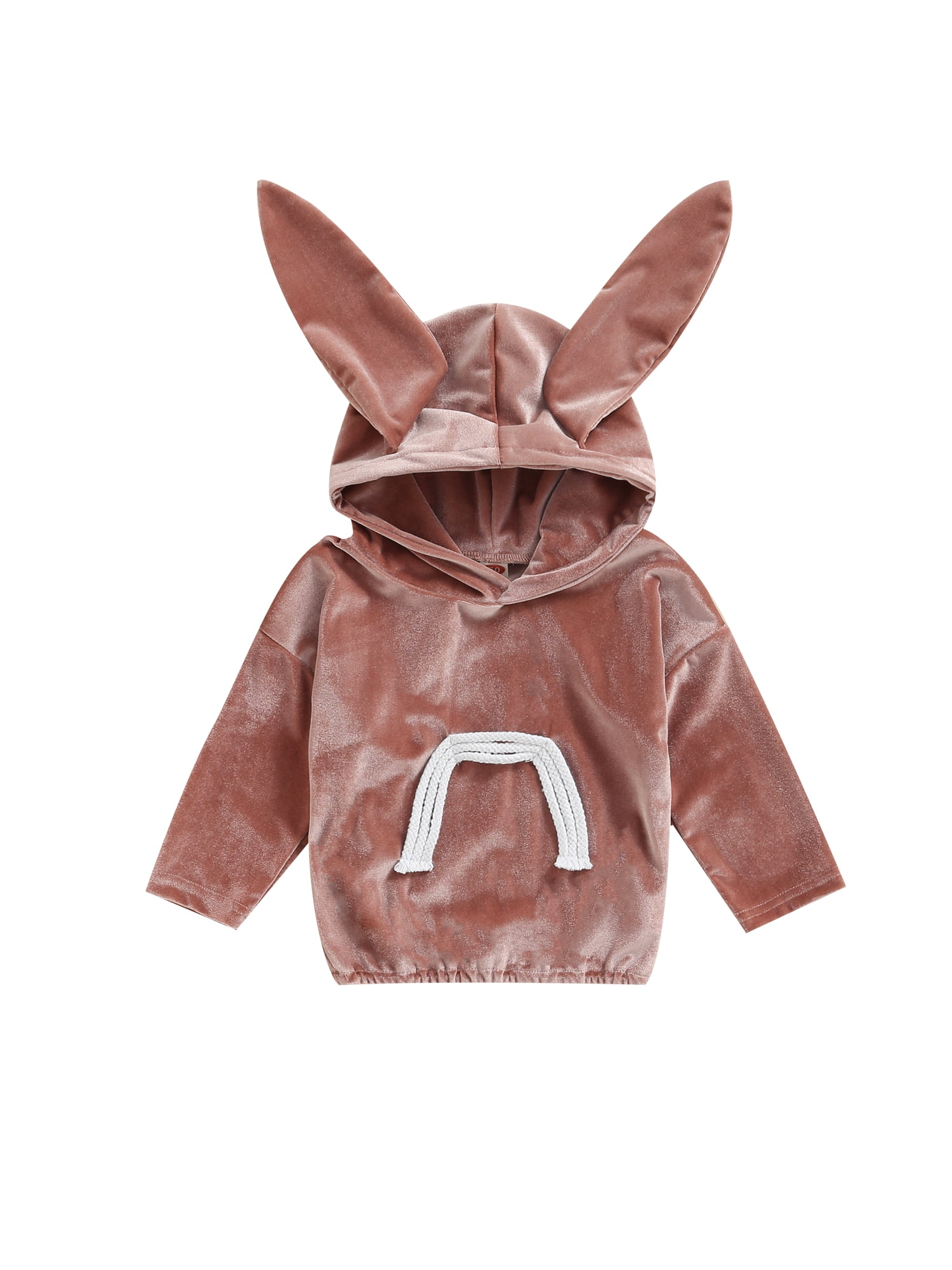 Baby Girl Cute Bunny Print Pattern Fashion Pullover Long Sleeve Hoodies