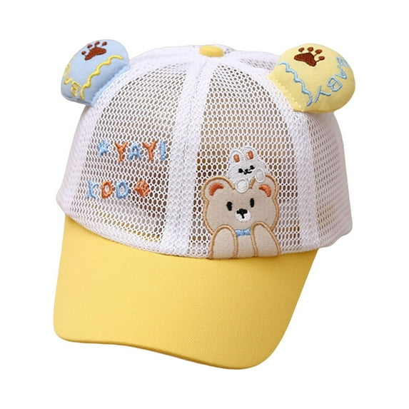 Biekopu Toddler Baby Sun Hats Wide Brim Beach Hats Sun Protection Kid Cartoon Mesh Baseball Hat