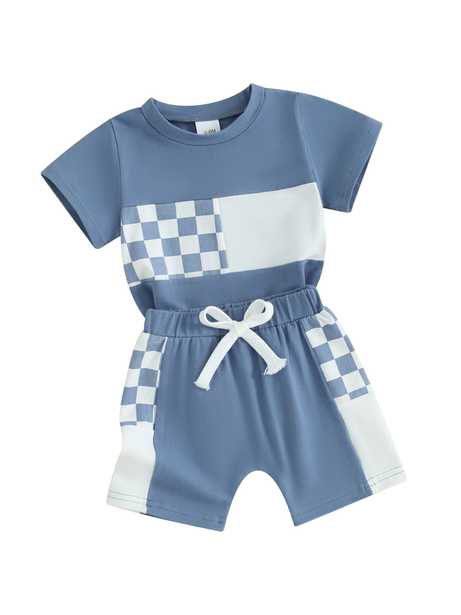 Toddler Boys Cotton checkered shirt with Cargo Shorts - 2 Piece Outfit Set