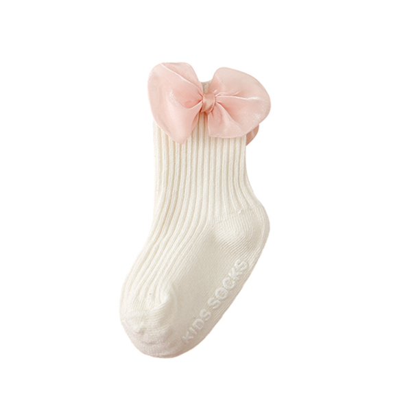 Biekopu Toddler Girls Ankle Socks Breathable Knit Ribbed Bow Princess Socks for Party, Wedding, Travel