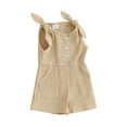 thumbnail image 1 of Biekopu Toddler Girls Rompers Solid Color Sleeveless Ribbed Knitted Jumpsuit Shorts Overalls Baby Bodysuits Summer Clothes, 1 of 9