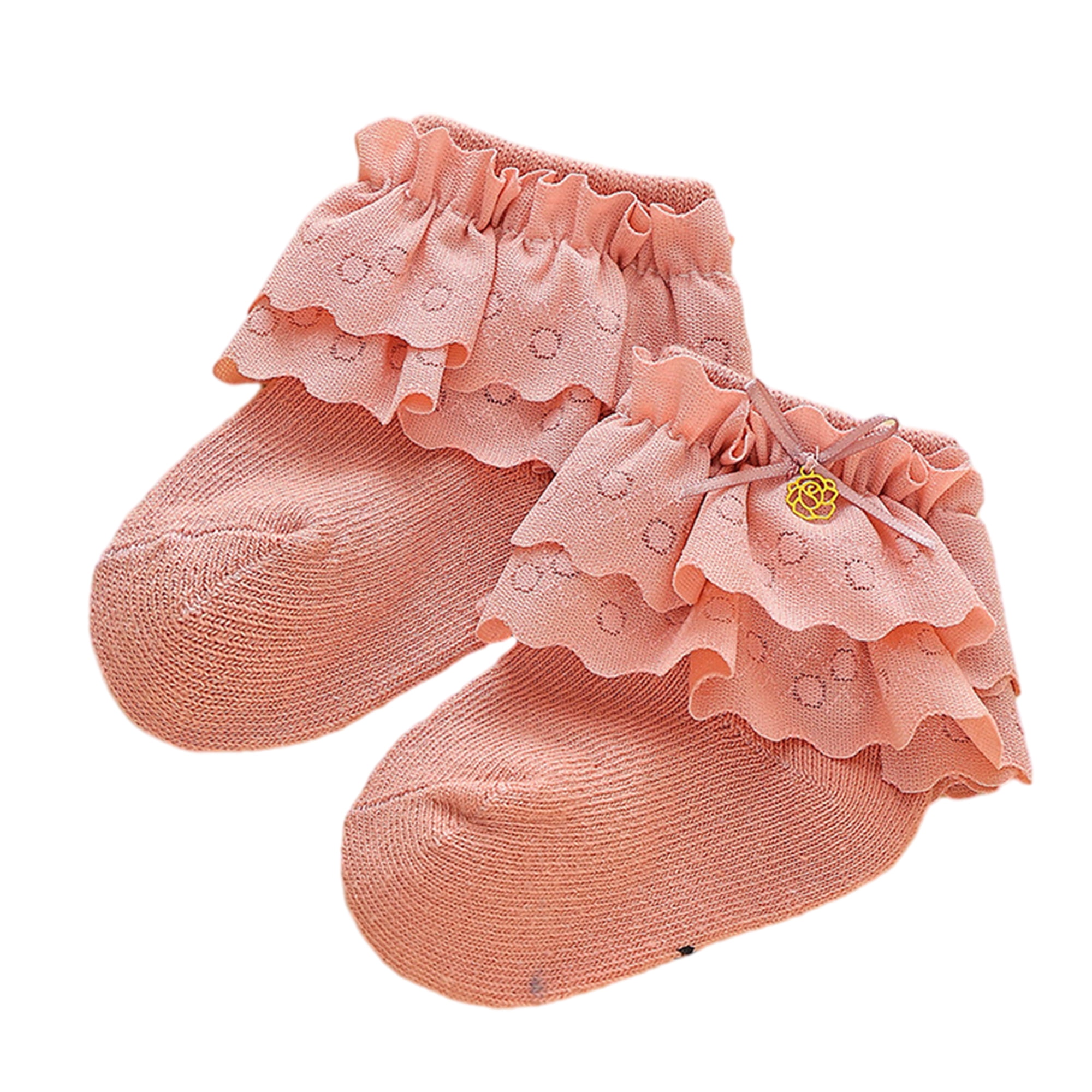 Biekopu Toddler Girls Ruffle Socks Soft Double Lace Frilly Socks ...