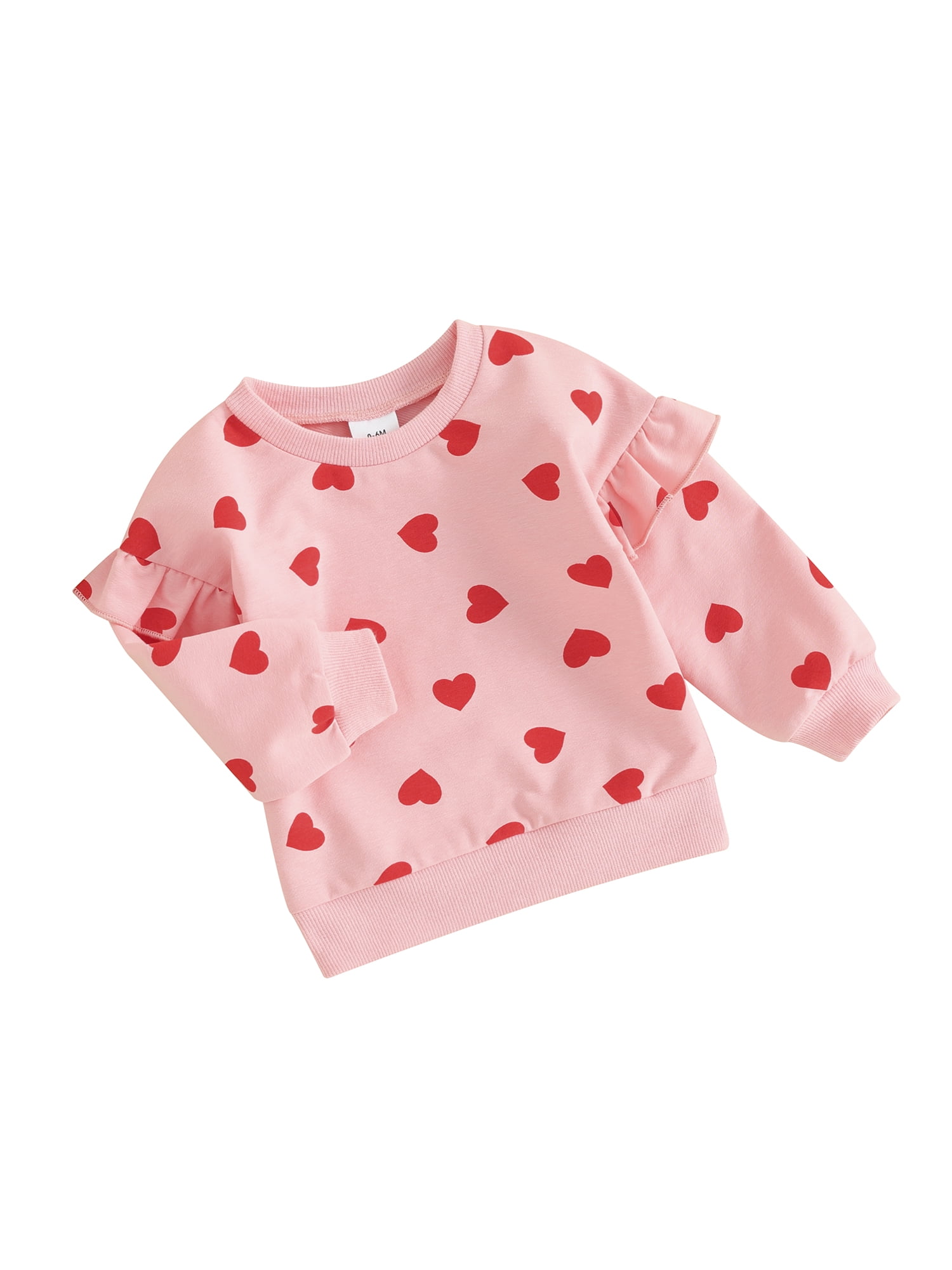 Toddler Girls' Sweatshirt Heart School Long Sleeve Active 3-7 Years Fall Pink Red Apricot