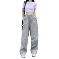 thumbnail image 1 of Biekopu Women Baggy Cargo Sweatpants Solid Color Drawstring Straight Leg Joggers Pants Casual Trousers for Streetwear, 1 of 9