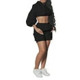 thumbnail image 1 of Biekopu Women Fall Shorts Outfits Solid Color Long Sleeve Loose Cropped Hoodies Sweatshirts Elastic Waist Shorts 2 Pieces Clothes Set, 1 of 9