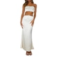 thumbnail image 1 of Biekopu Women Summer 2 Pieces Outfits Rhinestone Camisole Sleeveless Sling Tank Tops and Wrapped Hip Long Skirts Set, 1 of 7
