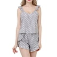 thumbnail image 1 of Biekopu Women Summer 2 Pieces Pajamas Set,Dot V-Neck Ruffles Camisoles Tank Tops and Shorts Sleepwear Outfits, 1 of 9