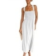 thumbnail image 1 of Biekopu Women Summer Casual Dress,Solid Color Ruched Long Tie-Up Cross Backless Cami Dress, 1 of 5