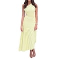 thumbnail image 1 of Biekopu Women Summer Long Dress, Sleeveless One-shoulder Pleated Hollowed Irregular Dress for Casual Daily Wear,S/M/L/XL, 1 of 8