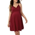thumbnail image 1 of Biekopu Women Summer Maternity Dress,Spaghetti Straps V-neck Backless Mini Slip Pregnancy Dress, 1 of 7