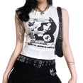 thumbnail image 1 of Biekopu Women Summer Wild Tank Tops, Letter Butterfly Person Print Sleeveless Vests Round Neck Crop Tops,Casual Daily Wear， S/M/L, 1 of 8
