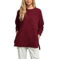 thumbnail image 1 of Biekopu Women Sweatshirt, Long Sleeve Crew Neck Solid Zipped Hoodie Pullover Casual Tops, 1 of 6