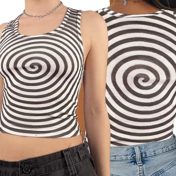Biekopu Women Tank Top, Sleeveless Swirl/Ball/Star Print Slim Fit Summer Casual Vest Tops,S,M,L