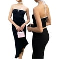 thumbnail image 1 of Biekopu Women's 2 Piece Summer Outfits Black Sleeveless Off Shoulder Tube Tops Long Bodycon Skirt Set, 1 of 8