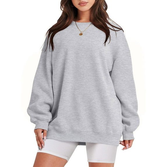 Biekopu Women’s Oversized Sweatshirts Long Sleeve Crew Neck Solid Color Pullover Tops Fall Clothes
