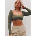 thumbnail image 1 of Biekopu Women's Rib Knit Crop Tops Sexy Square Neck Stretchy T-Shirt Skinny Basic Tops Black Tshirts, 1 of 1