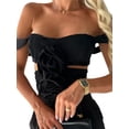 thumbnail image 1 of Biekopu Women's Solid Color Tank Tops Fashion Sleeveless 3D Flower Front Ruched Crop Tops Clubwear, 1 of 7
